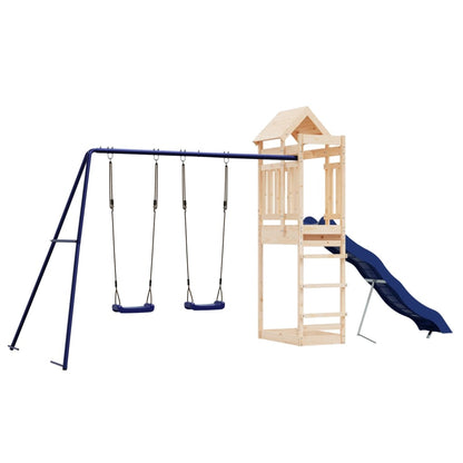 Outdoor Playset Blue, Natural Wood