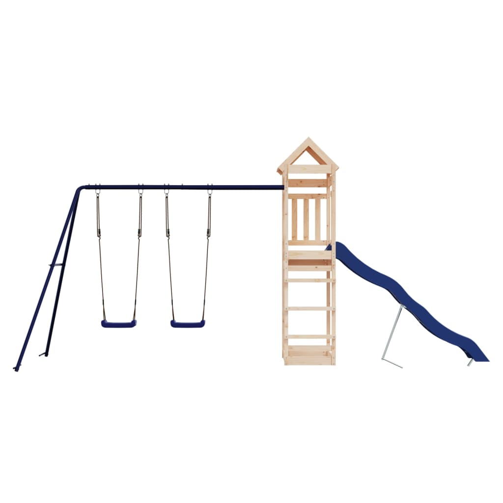 Outdoor Playset Blue, Natural Wood
