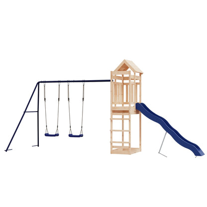 Outdoor Playset Blue, Natural Wood