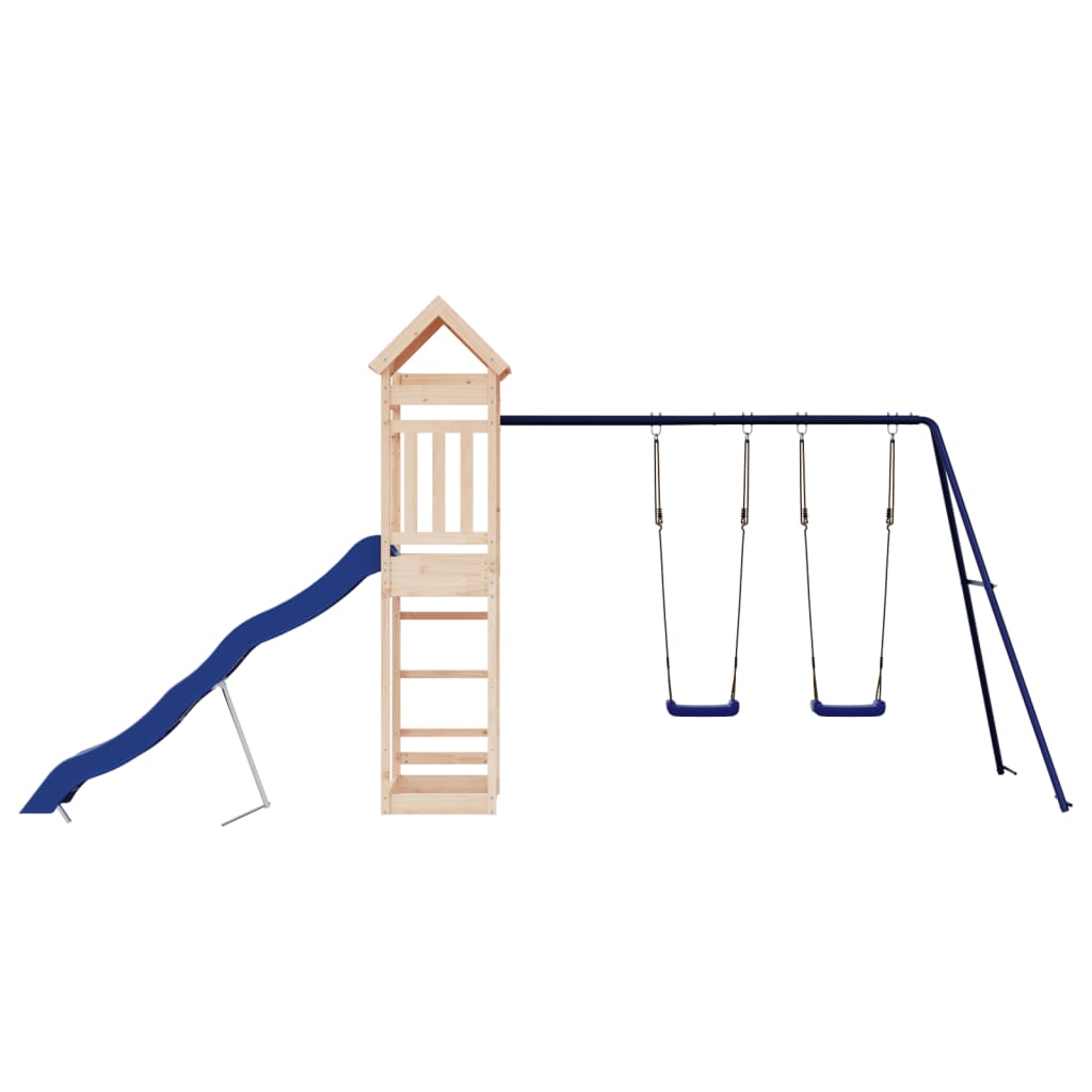 Outdoor Playset Blue, Natural Wood