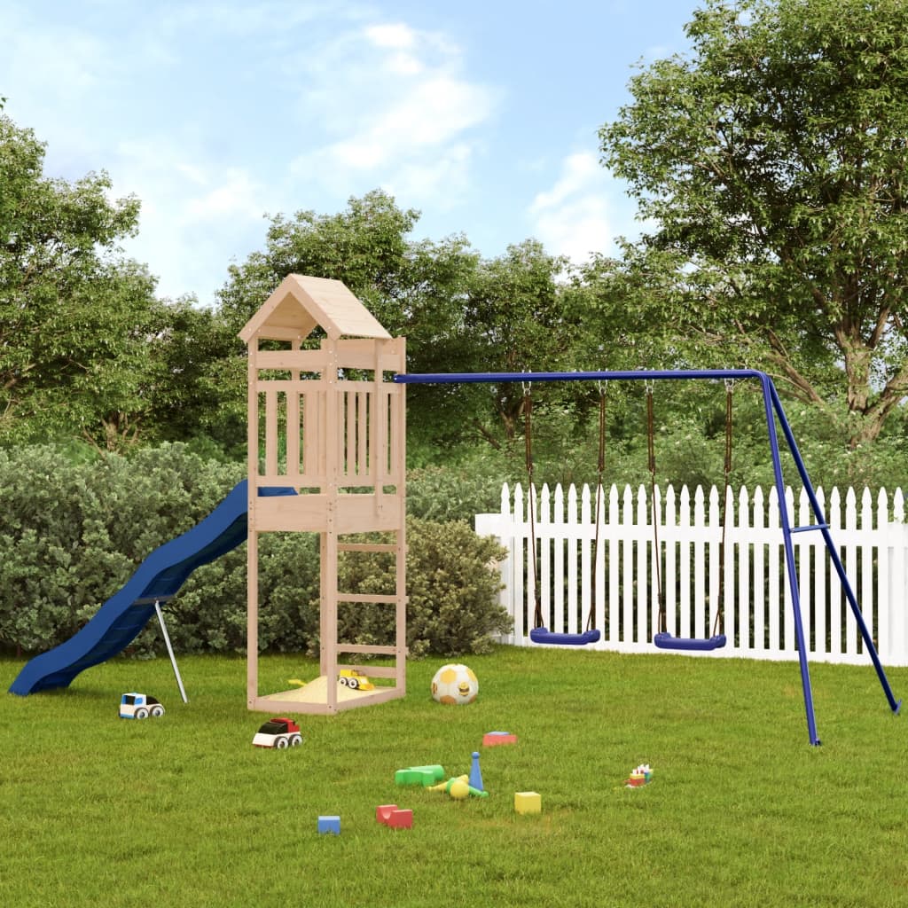 Outdoor Playset Blue, Natural Wood