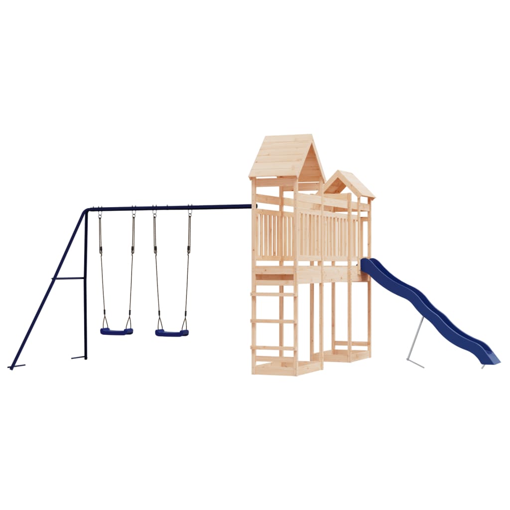 Outdoor Playset Natural Solid Pine Wood Large Durable