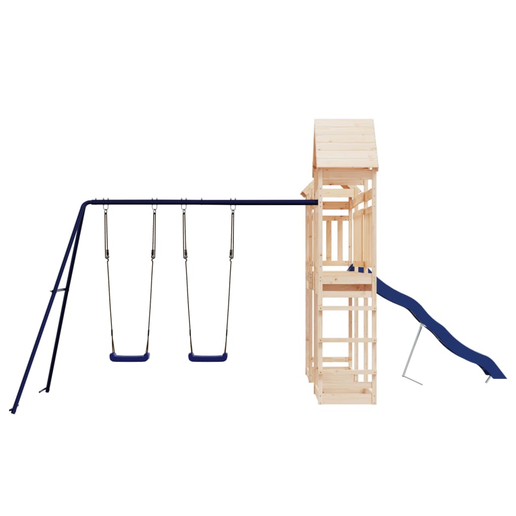 Outdoor Playset Natural Solid Pine Wood Large Durable