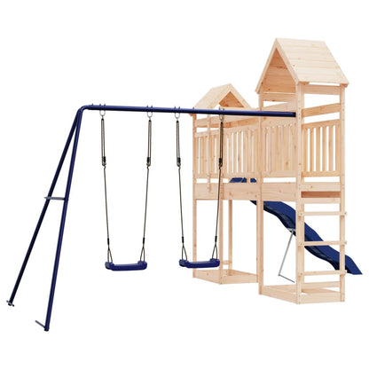 Outdoor Playset Natural Solid Pine Wood Large Durable