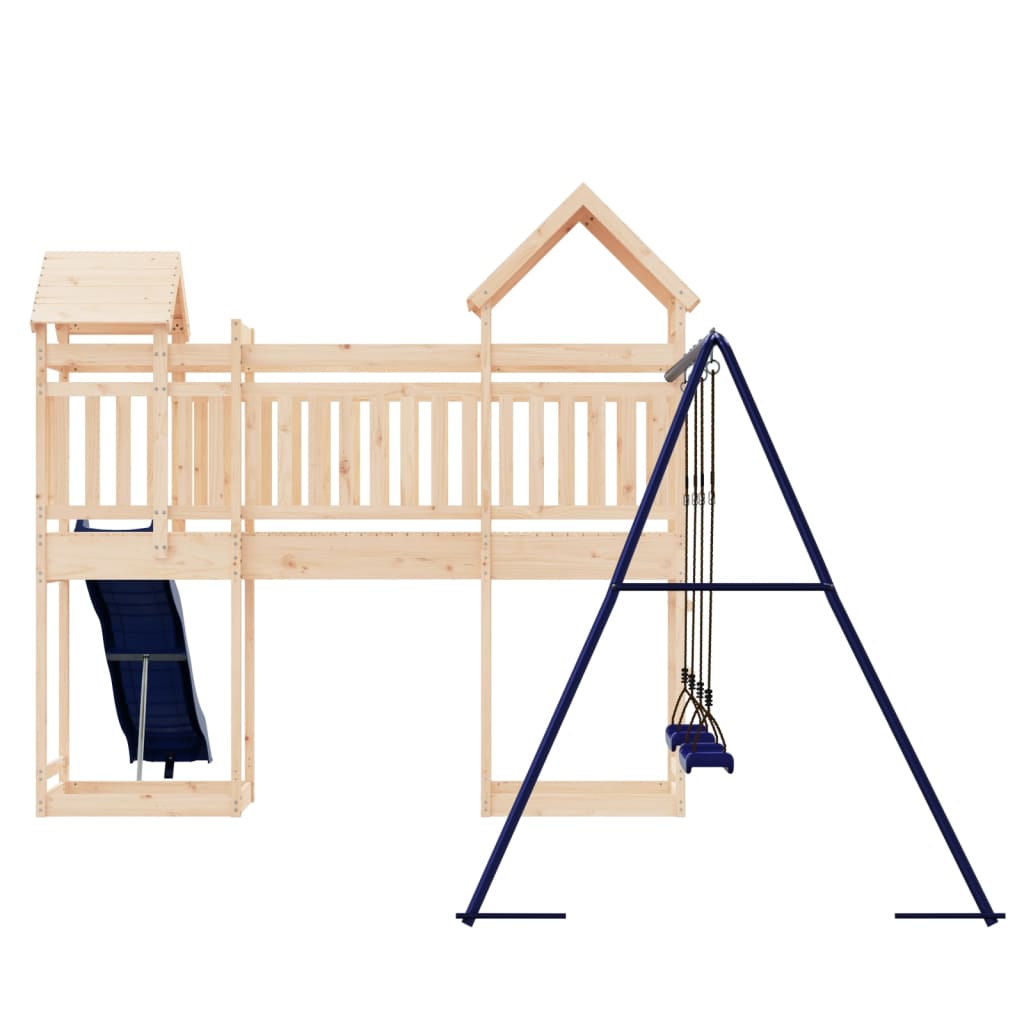 Outdoor Playset Natural Solid Pine Wood Large Durable