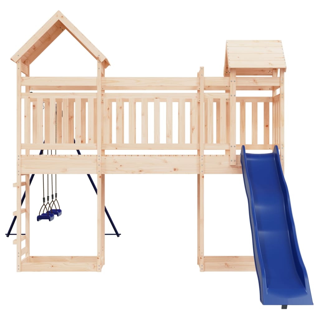 Outdoor Playset Natural Solid Pine Wood Large Durable