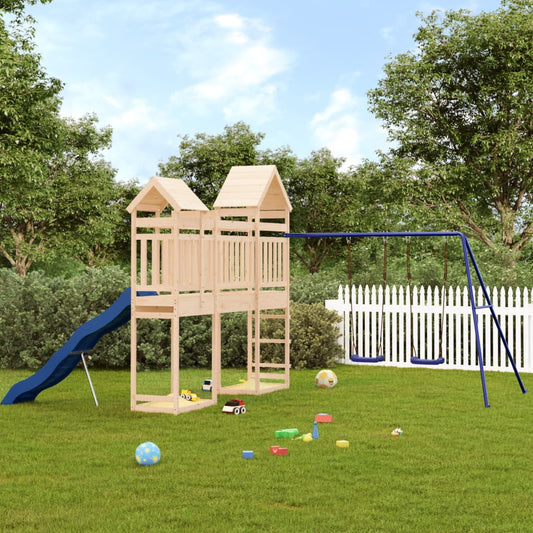 Outdoor Playset Natural Solid Pine Wood Large Durable