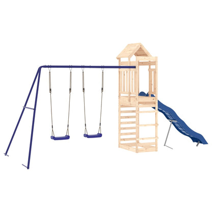 Outdoor Playset Natural wood, Blue Solid pine wood, Polypropylene