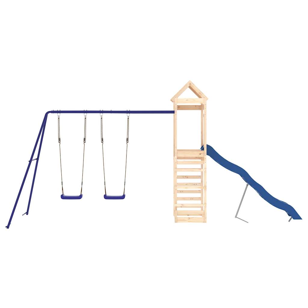 Outdoor Playset Natural wood, Blue Solid pine wood, Polypropylene