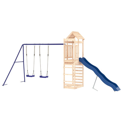 Outdoor Playset Natural wood, Blue Solid pine wood, Polypropylene