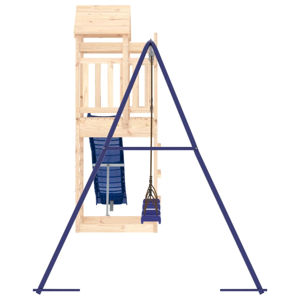 Outdoor Playset Natural wood, Blue Solid pine wood, Polypropylene