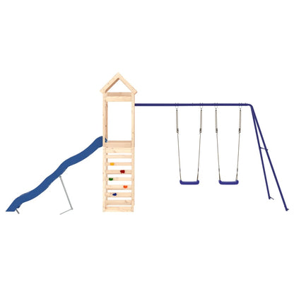 Outdoor Playset Natural wood, Blue Solid pine wood, Polypropylene