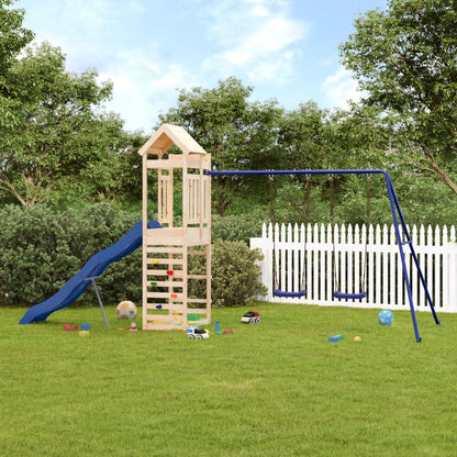 Outdoor Playset Natural wood, Blue Solid pine wood, Polypropylene