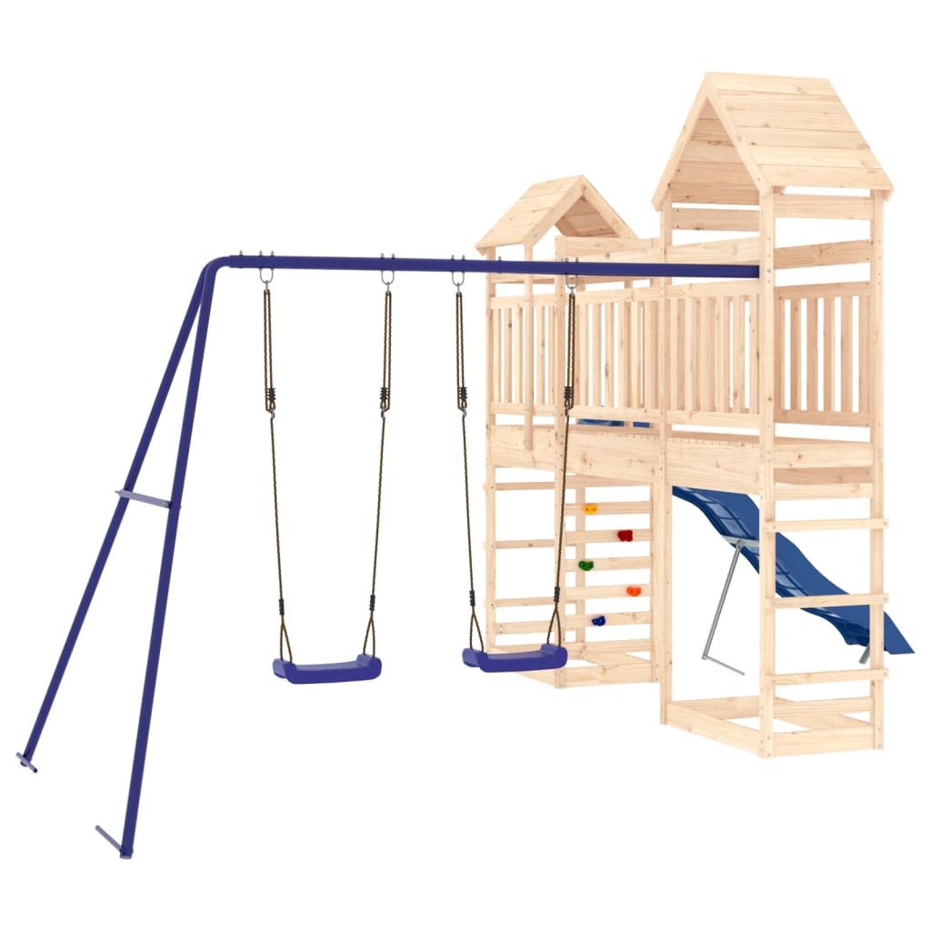 Outdoor Playset Natural Wood Solid Pine Wood Large Seats Many