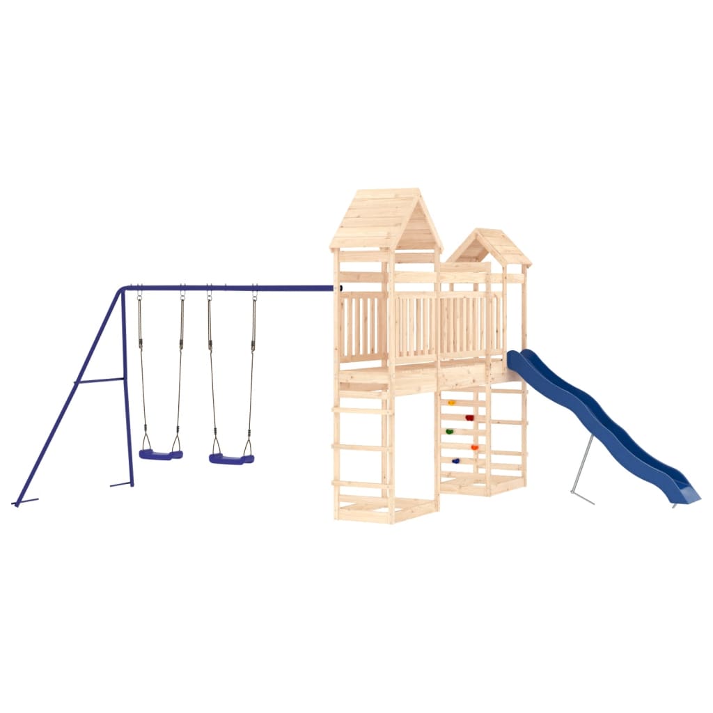 Outdoor Playset Natural Wood Solid Pine Wood Large Seats Many