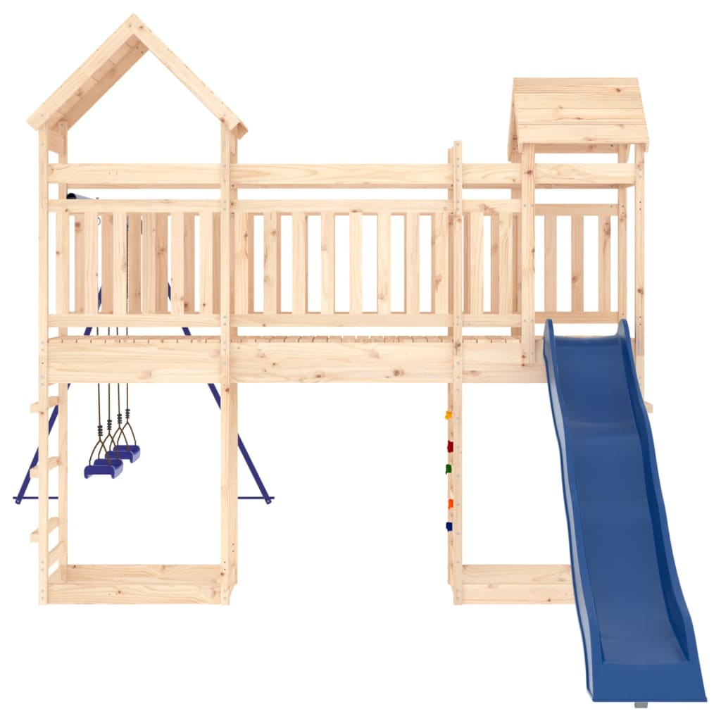 Outdoor Playset Natural Wood Solid Pine Wood Large Seats Many
