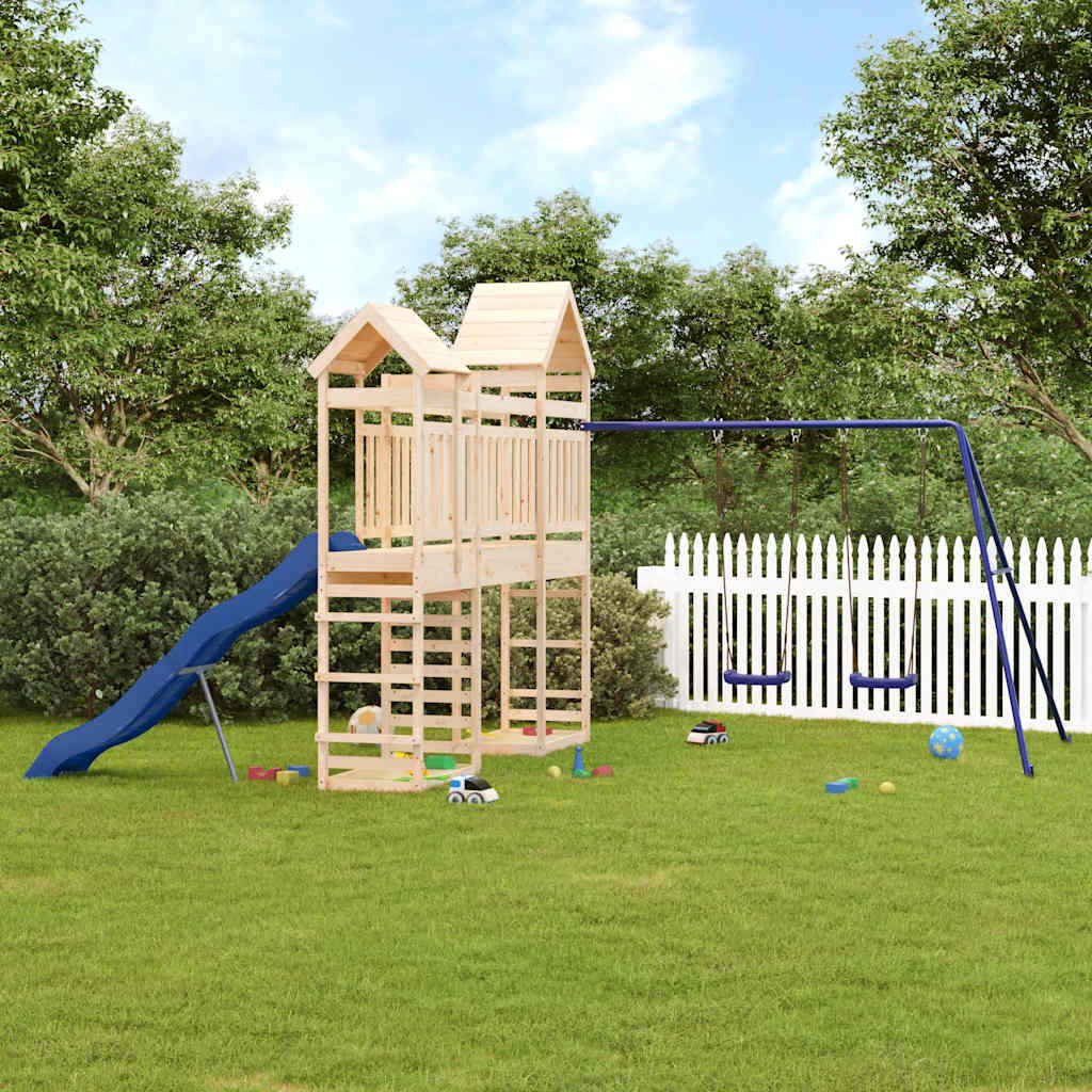Outdoor Playset Natural Wood Solid Pine Wood Large Seats Many