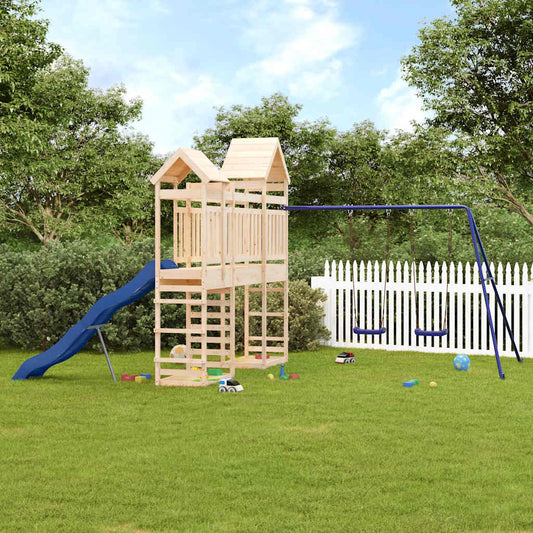 Outdoor Playset Natural Wood Solid Pine Wood Large Seats Many