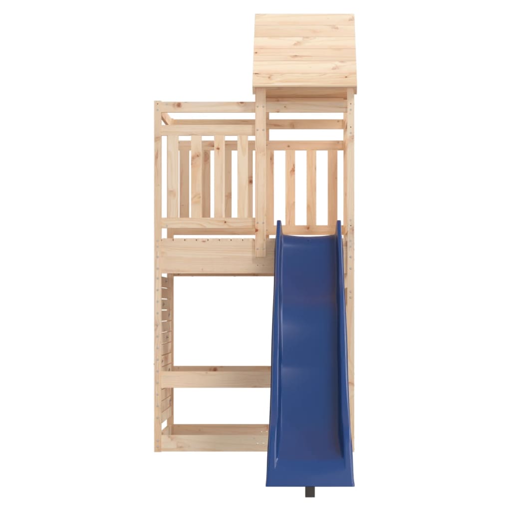 Outdoor Playset Natural Pine, Blue Solid Pine Wood, Polypropylene
