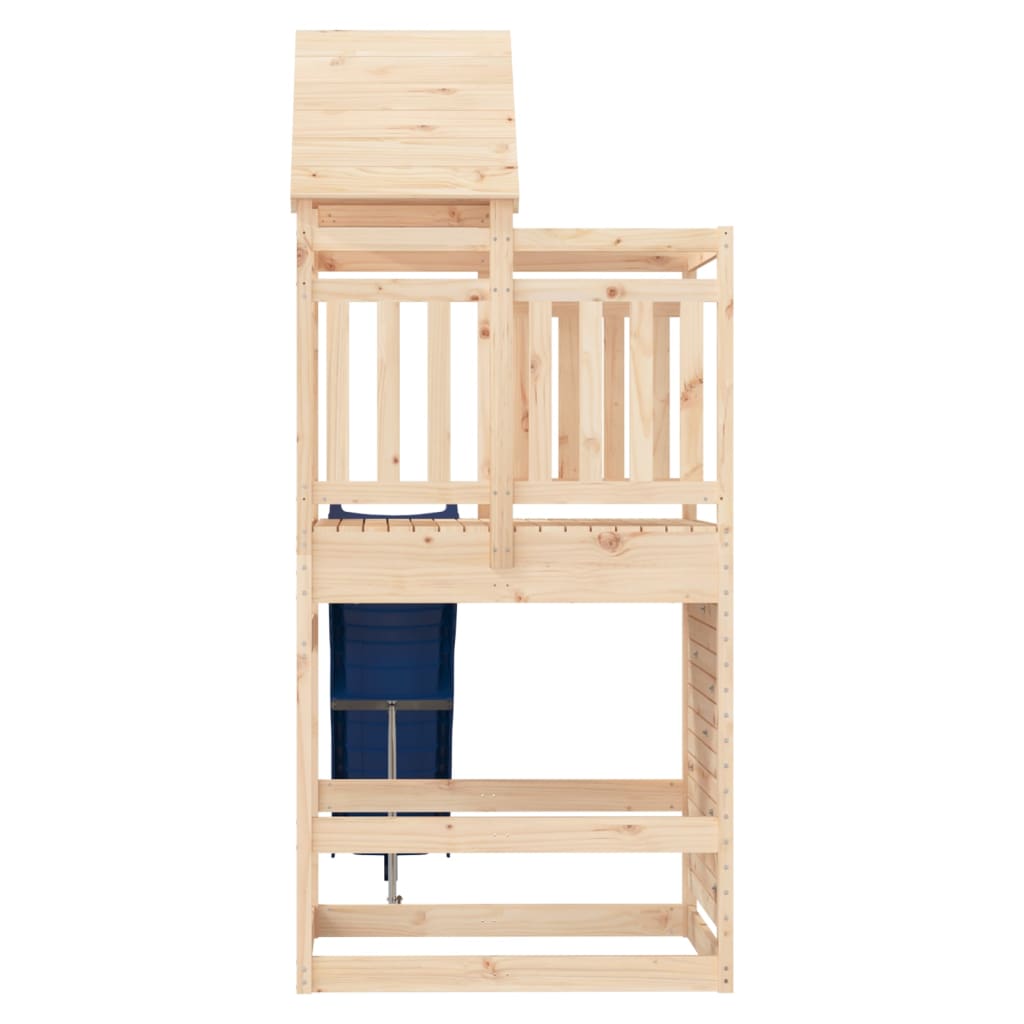 Outdoor Playset Natural Pine, Blue Solid Pine Wood, Polypropylene