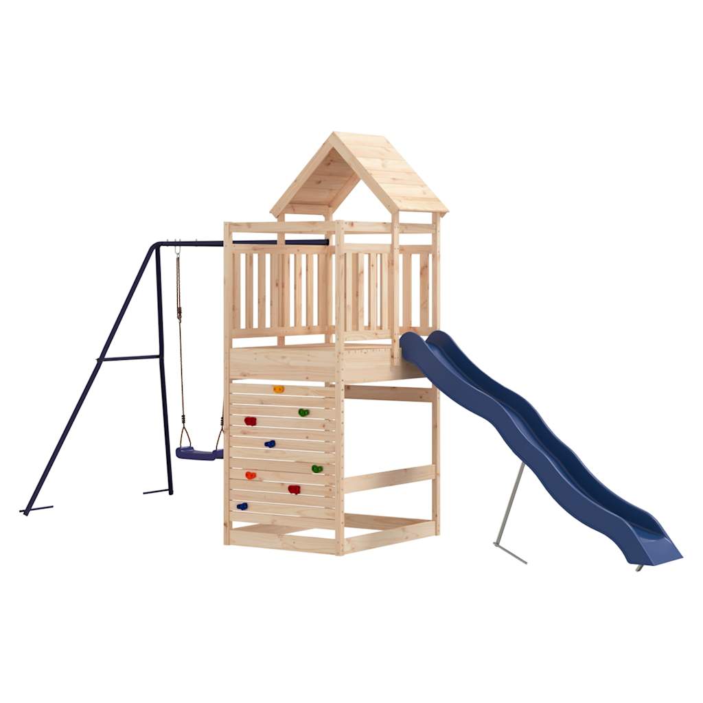 Outdoor Playset Natural Wood Solid Pine Large Fits Many Kids