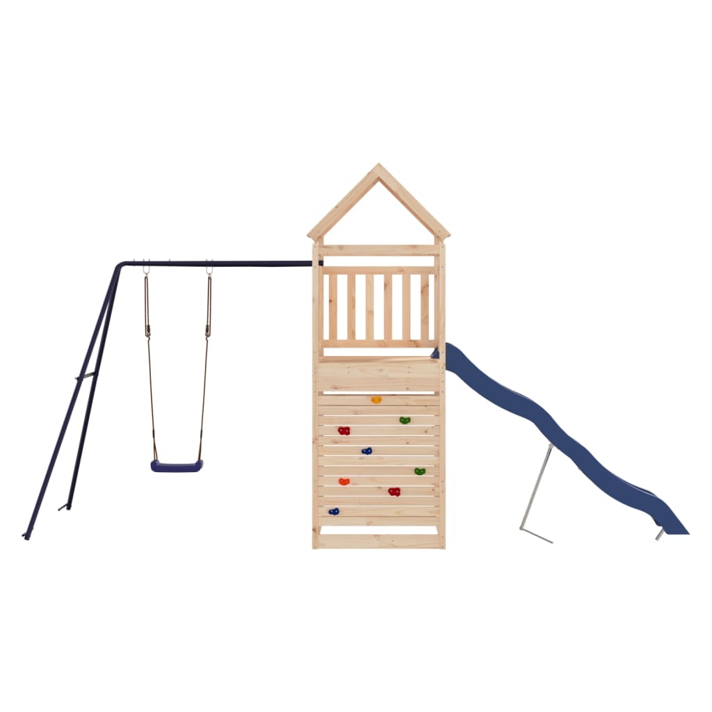 Outdoor Playset Natural Wood Solid Pine Large Fits Many Kids