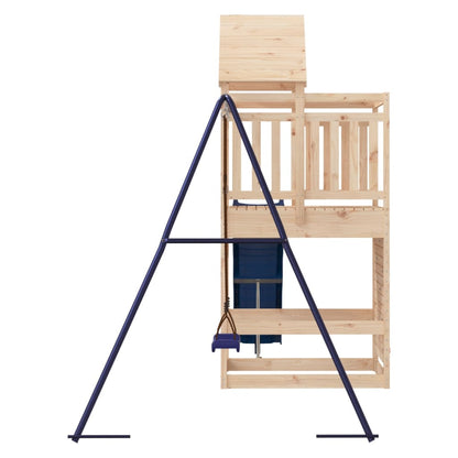 Outdoor Playset Natural Wood Solid Pine Large Fits Many Kids