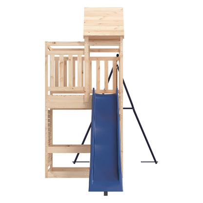 Outdoor Playset Natural Wood Solid Pine Large Fits Many Kids