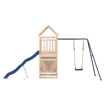 Outdoor Playset Natural Wood Solid Pine Large Fits Many Kids