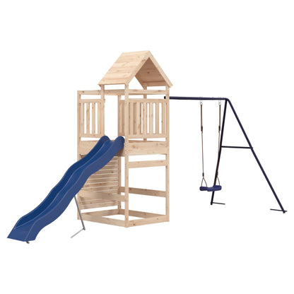 Outdoor Playset Natural Wood Solid Pine Large Fits Many Kids