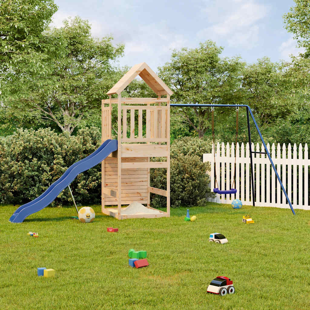 Outdoor Playset Natural Wood Solid Pine Large Fits Many Kids