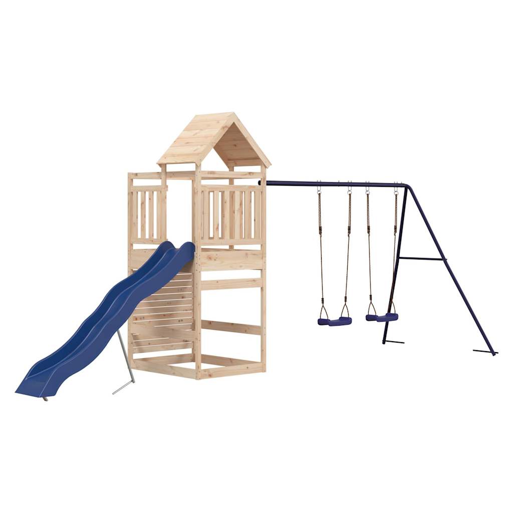 Outdoor Playset Natural Solid Pine Wood, Polypropylene, Metal Large