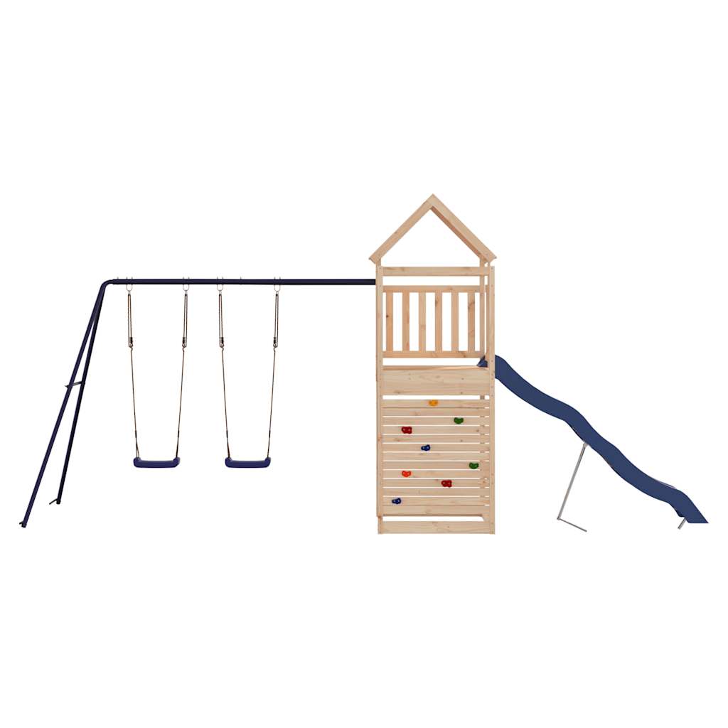 Outdoor Playset Natural Solid Pine Wood, Polypropylene, Metal Large