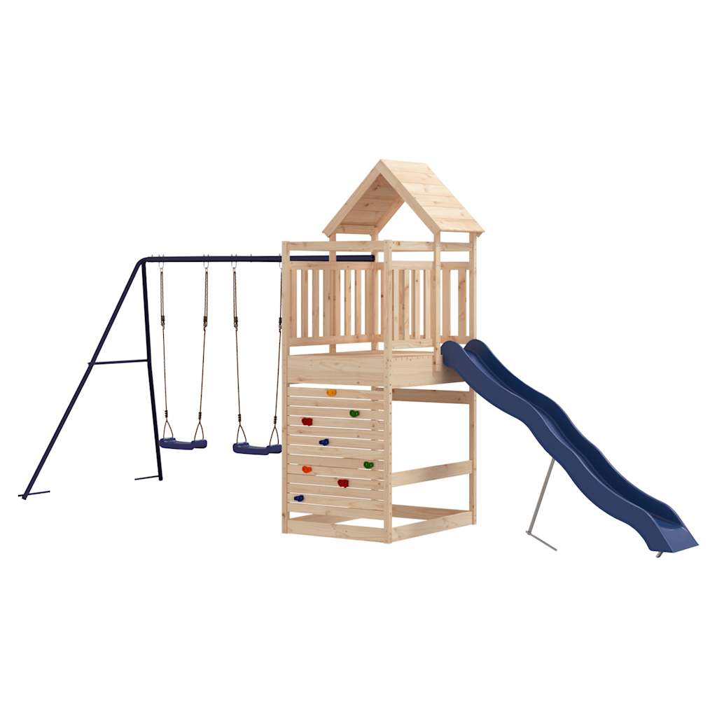 Outdoor Playset Natural Solid Pine Wood, Polypropylene, Metal Large