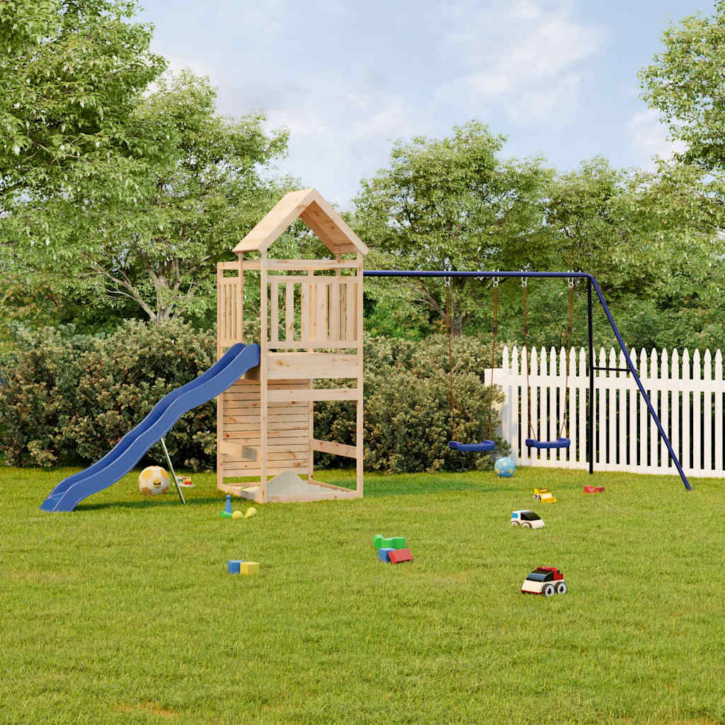 Outdoor Playset Natural Solid Pine Wood, Polypropylene, Metal Large
