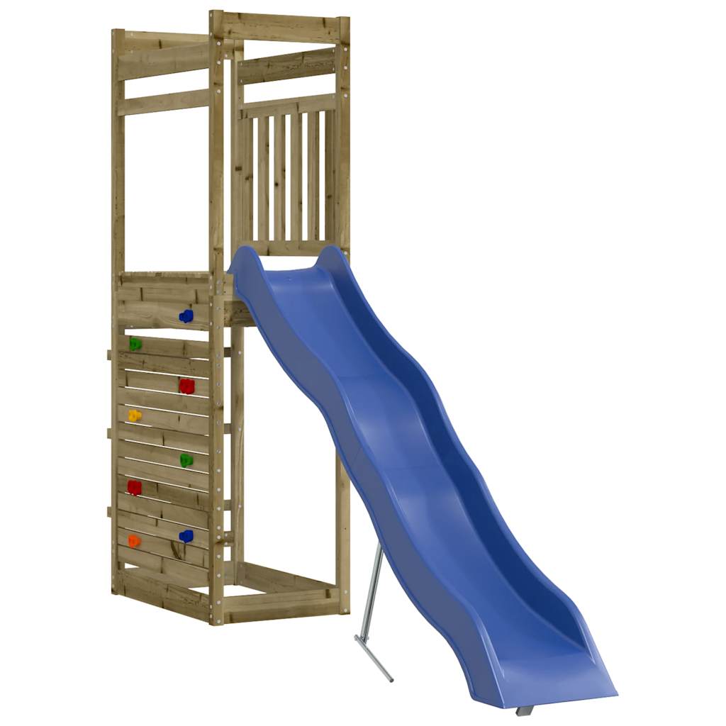 Outdoor Playset Pinewood color for structure, blue for slide