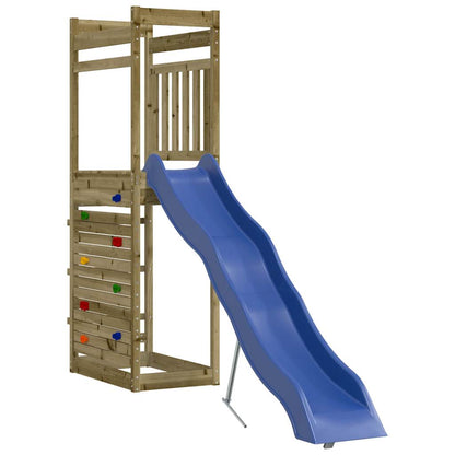 Outdoor Playset Pinewood color for structure, blue for slide