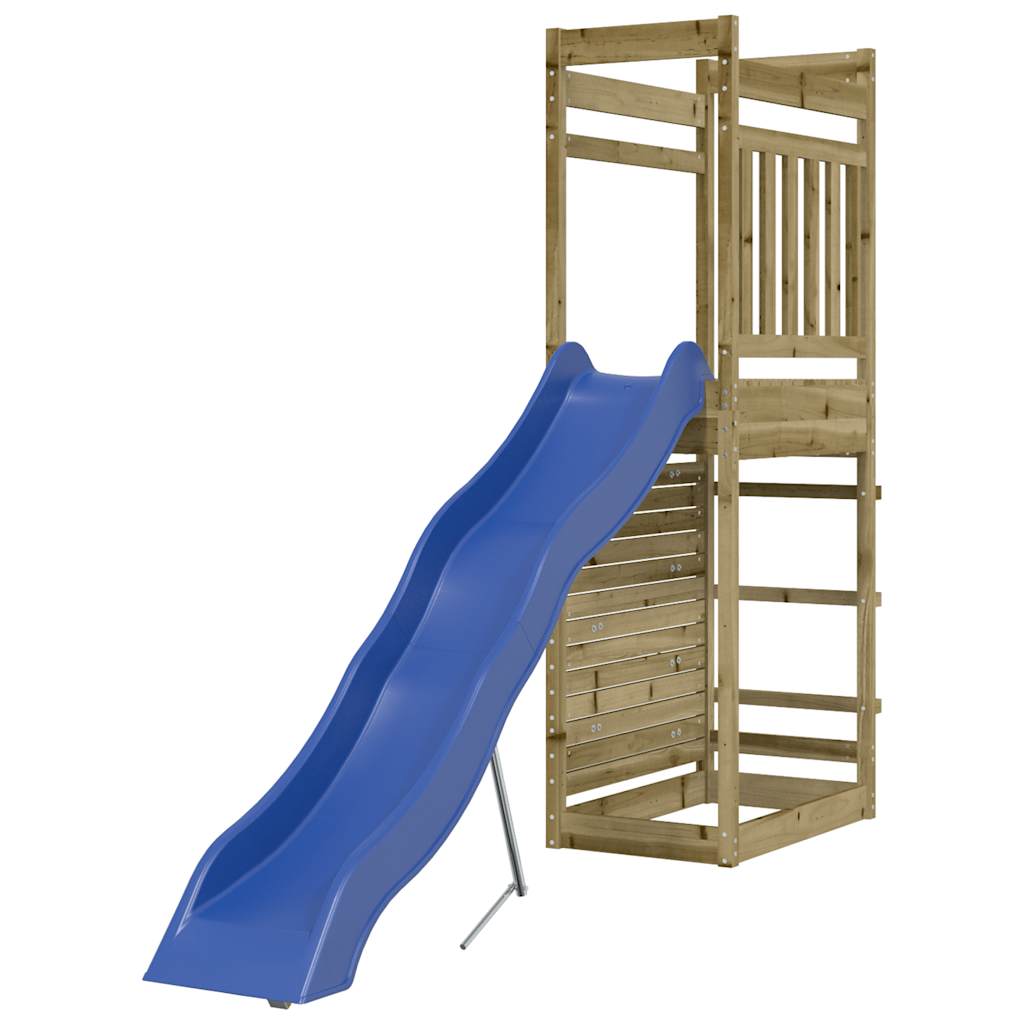 Outdoor Playset Pinewood color for structure, blue for slide