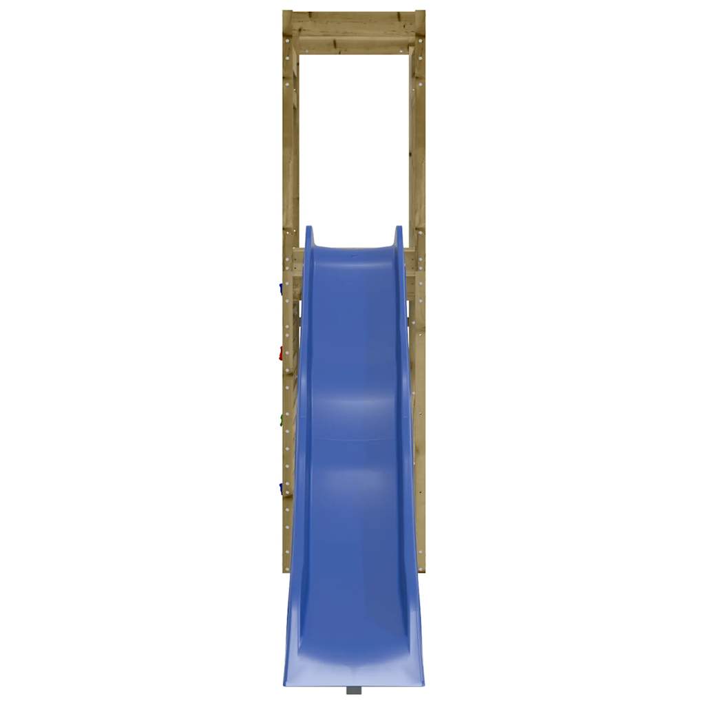 Outdoor Playset Pinewood color for structure, blue for slide