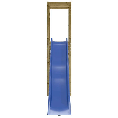 Outdoor Playset Pinewood color for structure, blue for slide