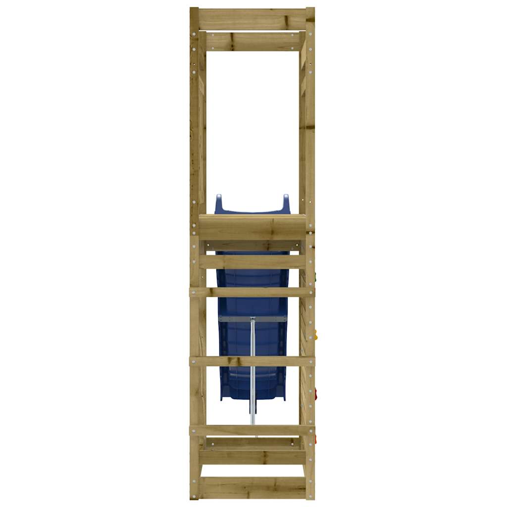 Outdoor Playset Pinewood color for structure, blue for slide