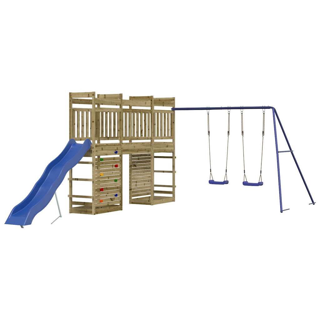 Outdoor Playset Blue and Natural Wood