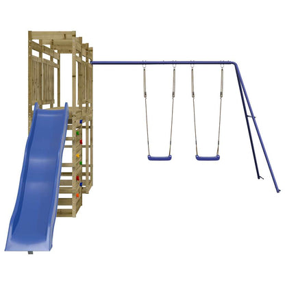 Outdoor Playset Blue and Natural Wood