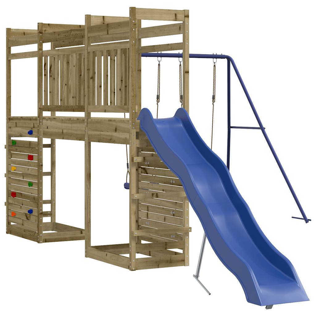 Outdoor Playset Blue and Natural Wood
