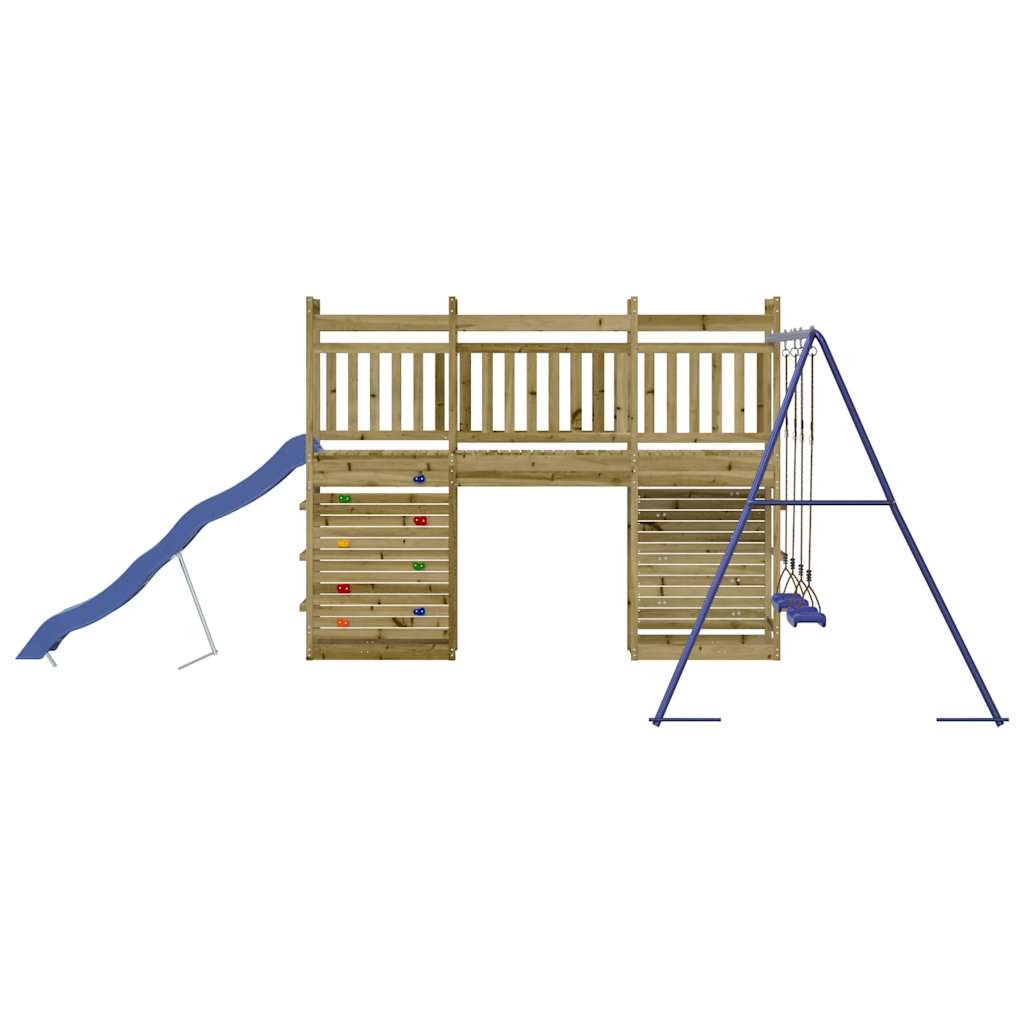 Outdoor Playset Blue and Natural Wood