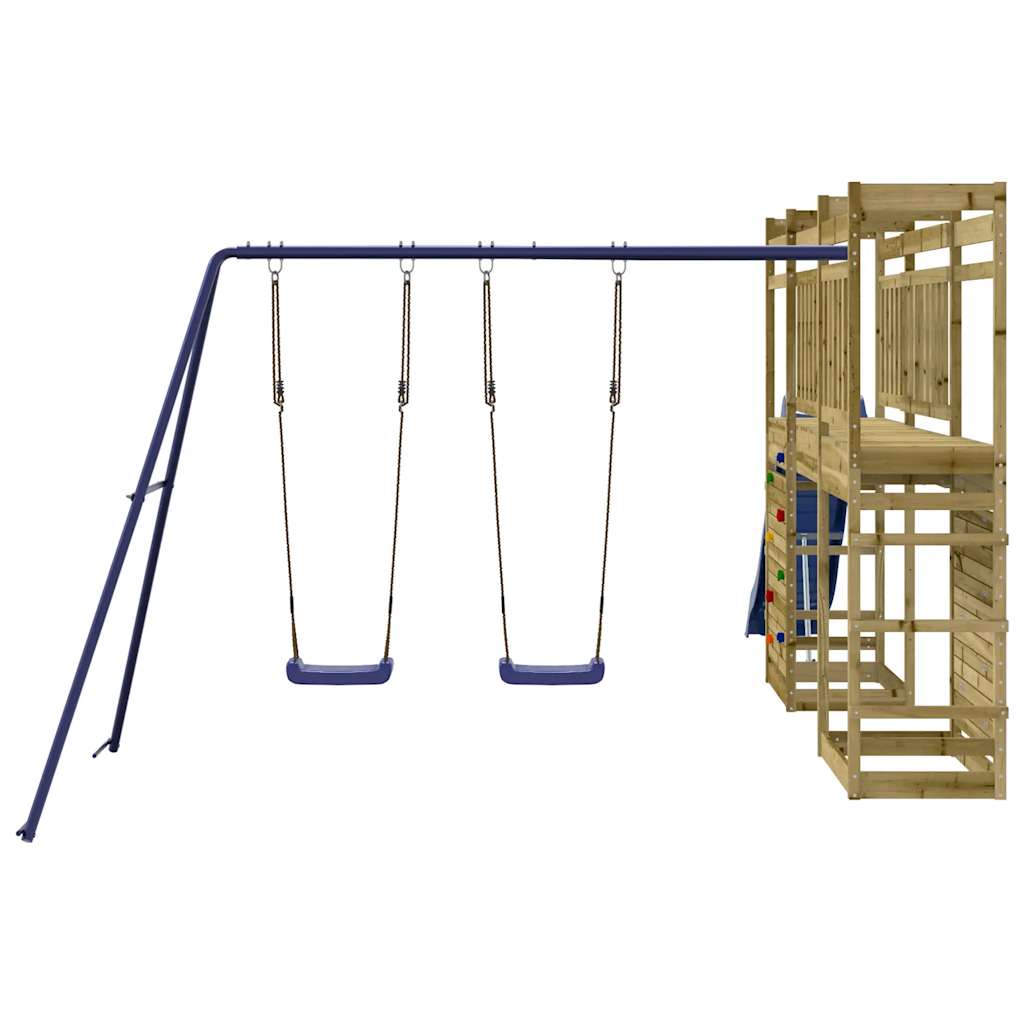 Outdoor Playset Blue and Natural Wood