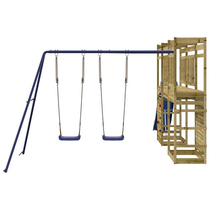 Outdoor Playset Blue and Natural Wood