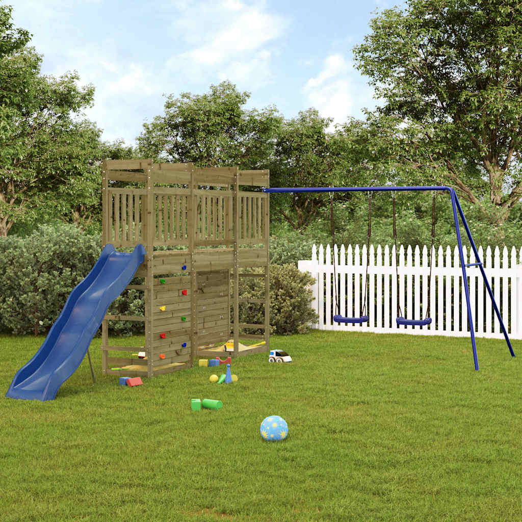 Outdoor Playset Blue and Natural Wood