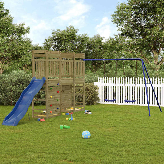 Outdoor Playset Blue and Natural Wood