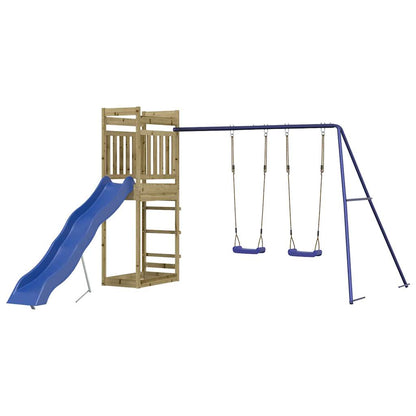 Outdoor Playset Brown, Blue Vacuum pressure impregnated pinewood